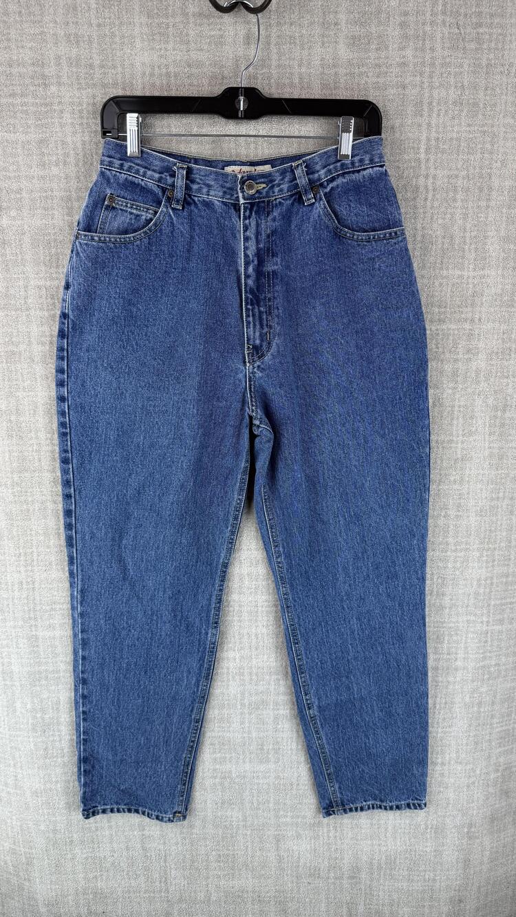 St. John's Bay Jeans Womens 12 Petite Blue Mom High Rise Medium Wash Pockets